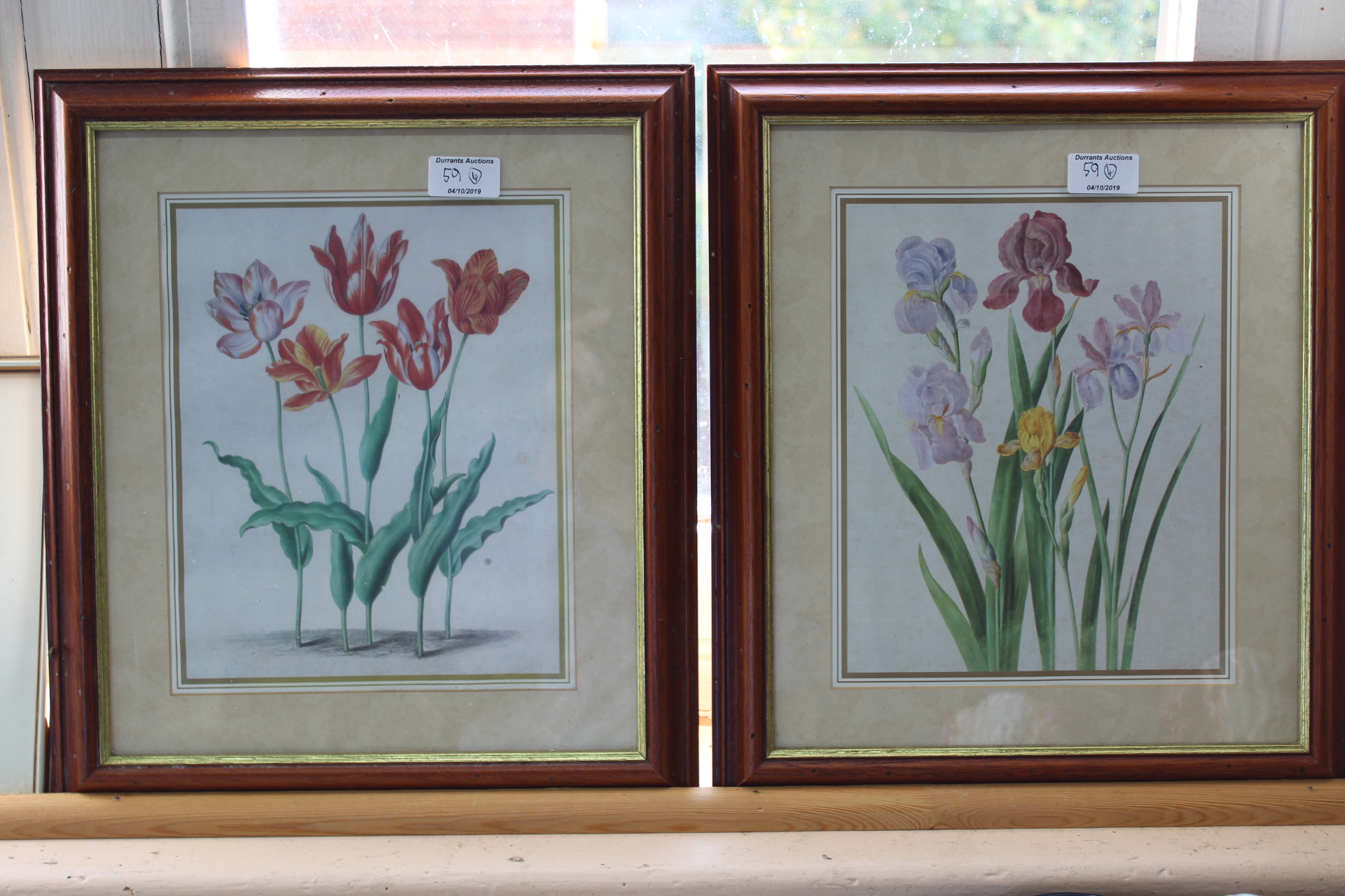 Two watercolours plus two floral prints - Image 2 of 2