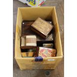 A Victorian rosewood workbox plus Kashmiri and other boxes