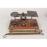 Postal scales and weights plus two Salter spring balances