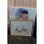 An oil painting of a local fisherman by Olive Hammond,