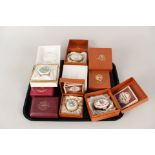 Ten various boxed Staffordshire and Birmingham enamel boxes