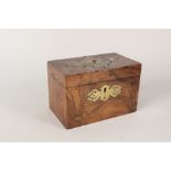 A 19th Century walnut and brass bound two compartment tea caddy