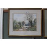 A watercolour of bird watching people near Lerryn, purchased 1996,