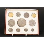 An Edward VII eleven coin specimen set (all dated 1902) consisting of gold sovereign and half