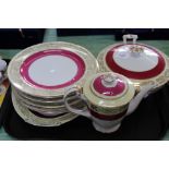 A Japanese maroon and gilt part dinner and tea set,