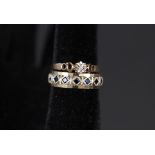 A 9ct gold sapphire set full eternity ring together with a 9ct gold illusion set diamond ring