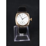 A Waltham 9ct gold wristwatch with sub-seconds dial,