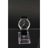 A gents Jaeger-LeCoultre wristwatch, black dial exhibition back,