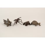 Four Japanese bronze animals,