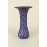 A blue striped art glass vase signed M Andrel,