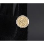 A half sovereign in 9ct gold ring mount