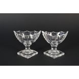 A pair of Georgian Irish crystal cut glass master table salts