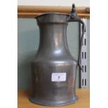 A heavy one litre Tappit hen pewter flagon, the lid with twin acorn thumb piece,