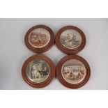 Four framed Victorian pot lids, Low Life, Shakespeares Birth Room,