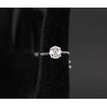 A white metal solitaire diamond ring, estimated diamond weight 1ct,