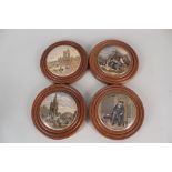 Four framed Victorian pot lids, On Guard, Albert Memorial,