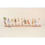 Eleven miniature Sikh pottery figures