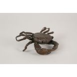 A signed Japanese bronze of a crab,