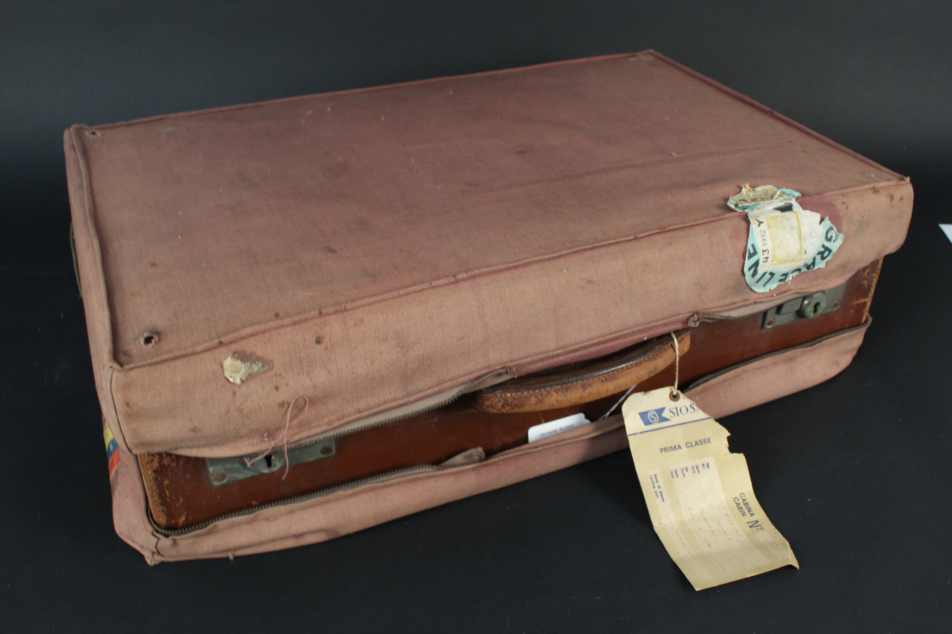 A leather travelling case with contents including ebony brushes, - Image 2 of 2