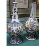 Two 19th Century Isnik floral narrow neck vases,