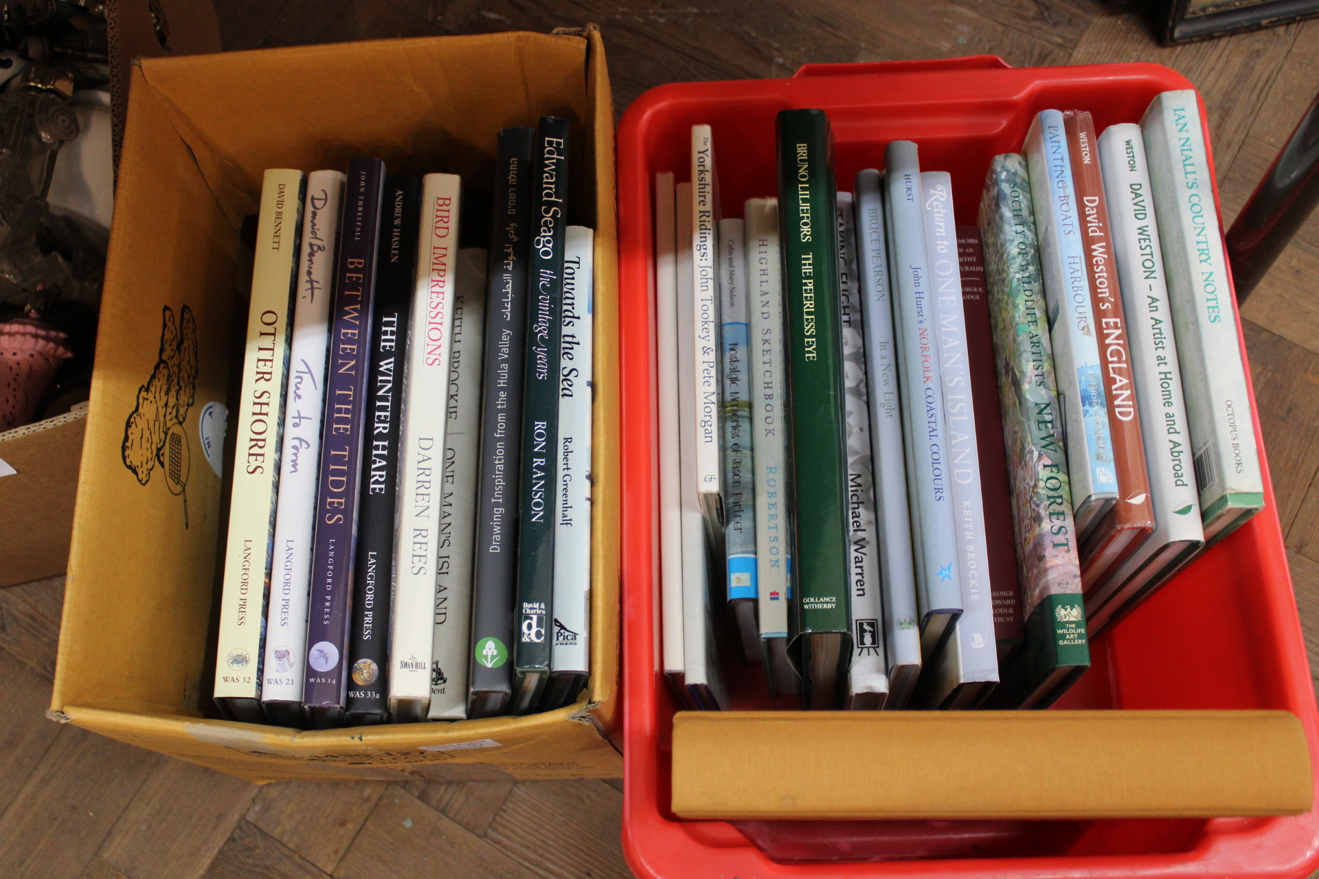 Various volumes on landscape and natural history art (two boxes)