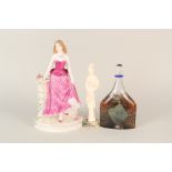 A Royal Worcester Midnight Rendezvous figurine plus one other and a Kosta Boda bottle vase