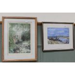 Leslie Brown pastel view of Southwold estuary plus a Shirley Felts print