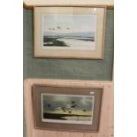 Two Peter Scott prints of birds in flight, signed in pencil,