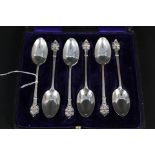 A boxed set of six silver teaspoons