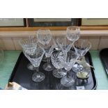 Various cut wine glasses,