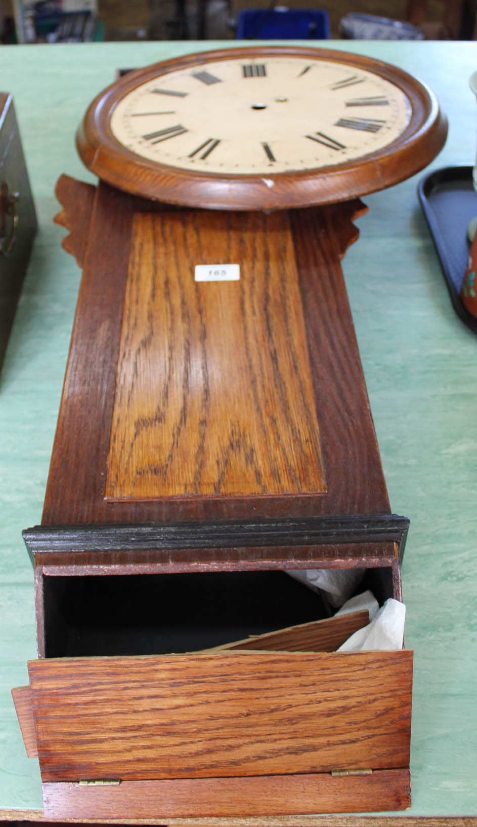 An oak fusee drop dial wall clock (for restoration)