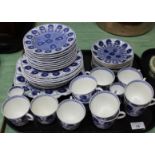 A 19th Century Mintons blue and white floral part tea set