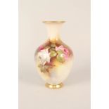 A Royal Worcester rose decorated vase, signed K Austin,