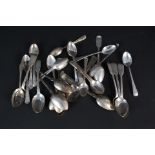 Five sets of six silver teaspoons including a set of bright cut teaspoons