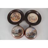 Four framed Victorian pot lids, Transplanting Rice, Persuasion,