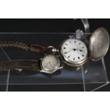 A Turkish silver full hunter pocket watch (as found) plus a gents watch with sub-seconds dial (as