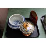 A Chinese blue and white dragon decorated bowl,