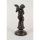 A 19th Century bronze figure of a winged cherub with broken arrow,
