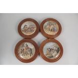 Four framed Victorian pot lids, The Trooper, Peace,