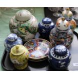 Various Chinese ginger jars and ceramics