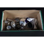 A mixed silver lot including cruets, miniature inkwell,