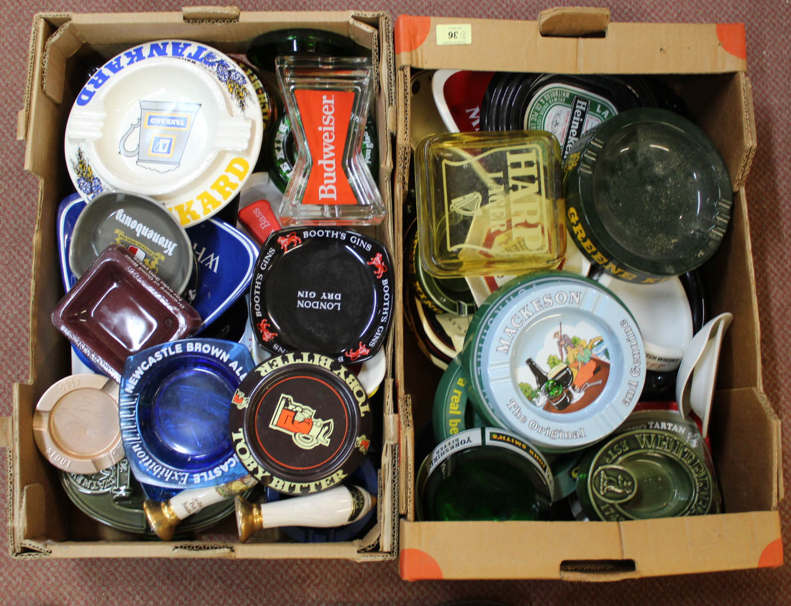 A large quantity of pub ashtrays (two boxes)