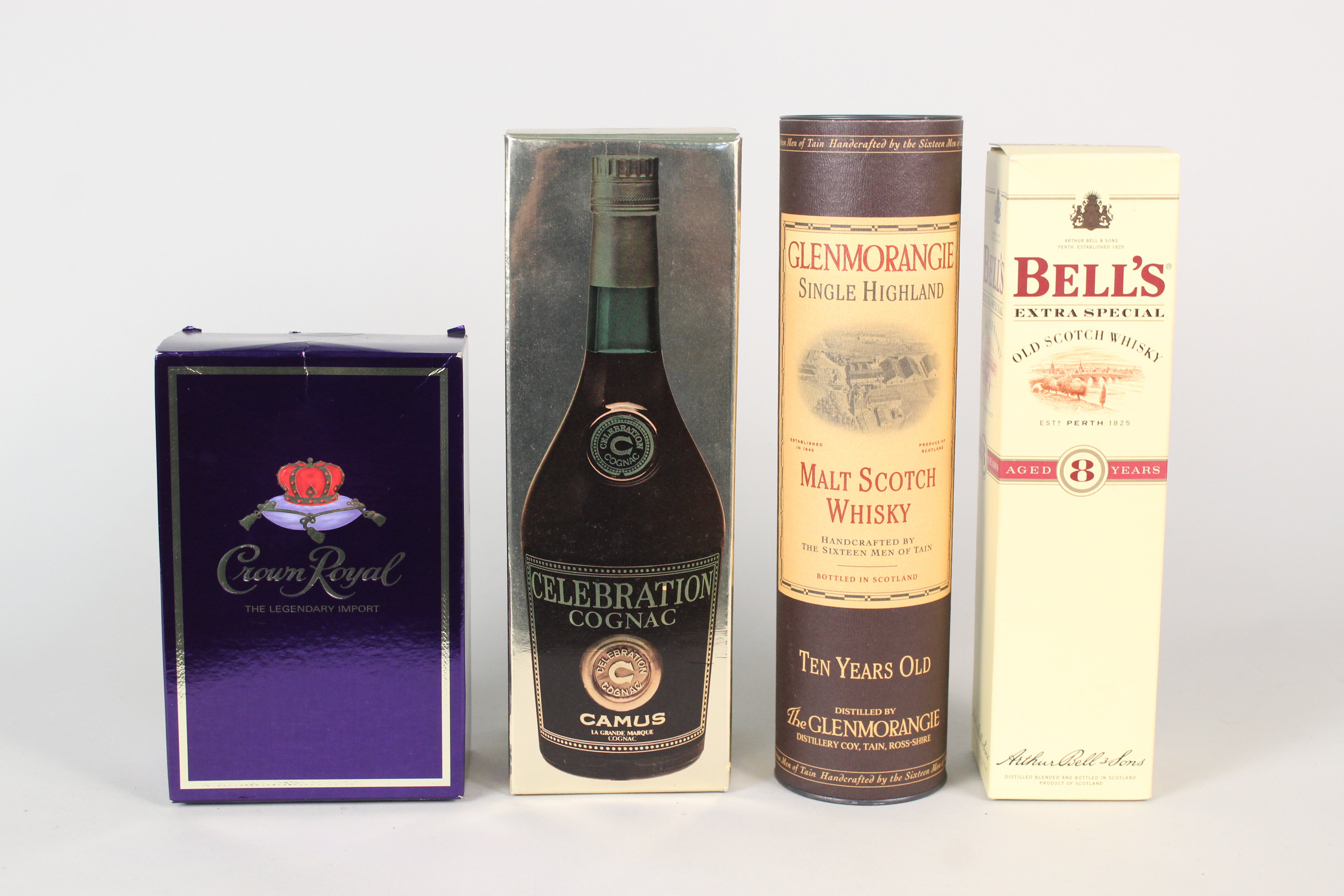 Boxed Bells 8 year Whisky, Glenmorangie 10 year Whisky,