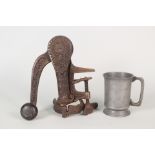 An Original safety bar corker plus a 19th Century pewter tankard