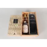 A wooden case containing Ramos Pinto 1992 late bottled vintage port plus Normandin Cognac