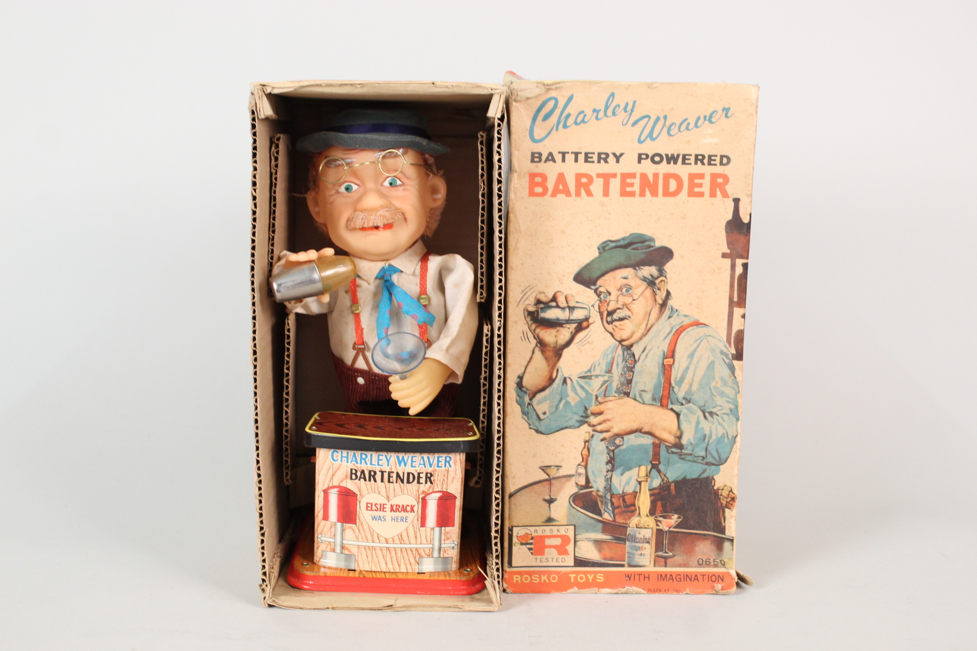 Boxed Charley Weaver battery operated bar tender