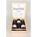 Three bottles of Taylors Vargellas Vinha Velha 2009 vintage port in wood case