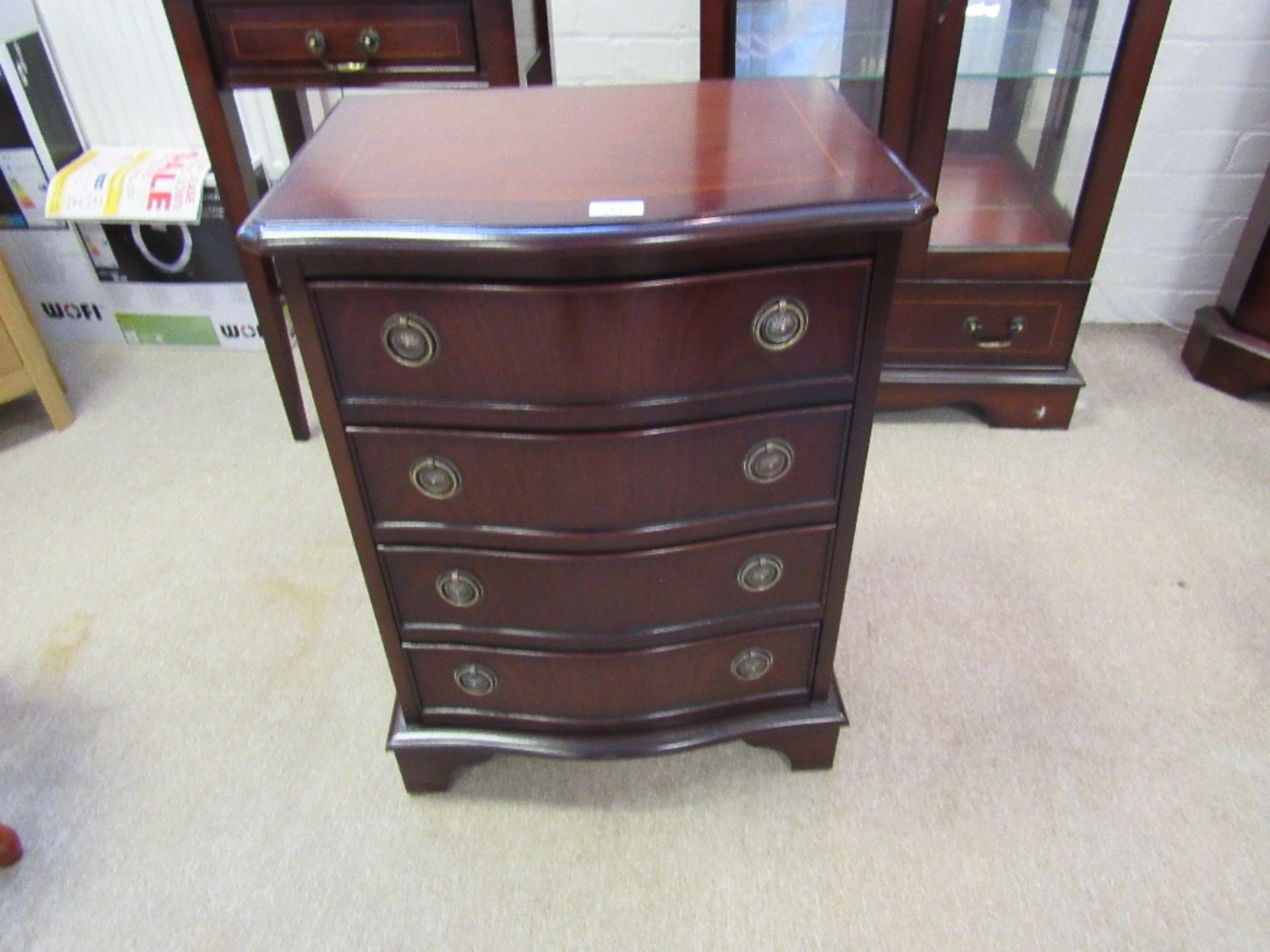 Ashmore mahogany finish Serpentine 4 drawer chest, 1006,