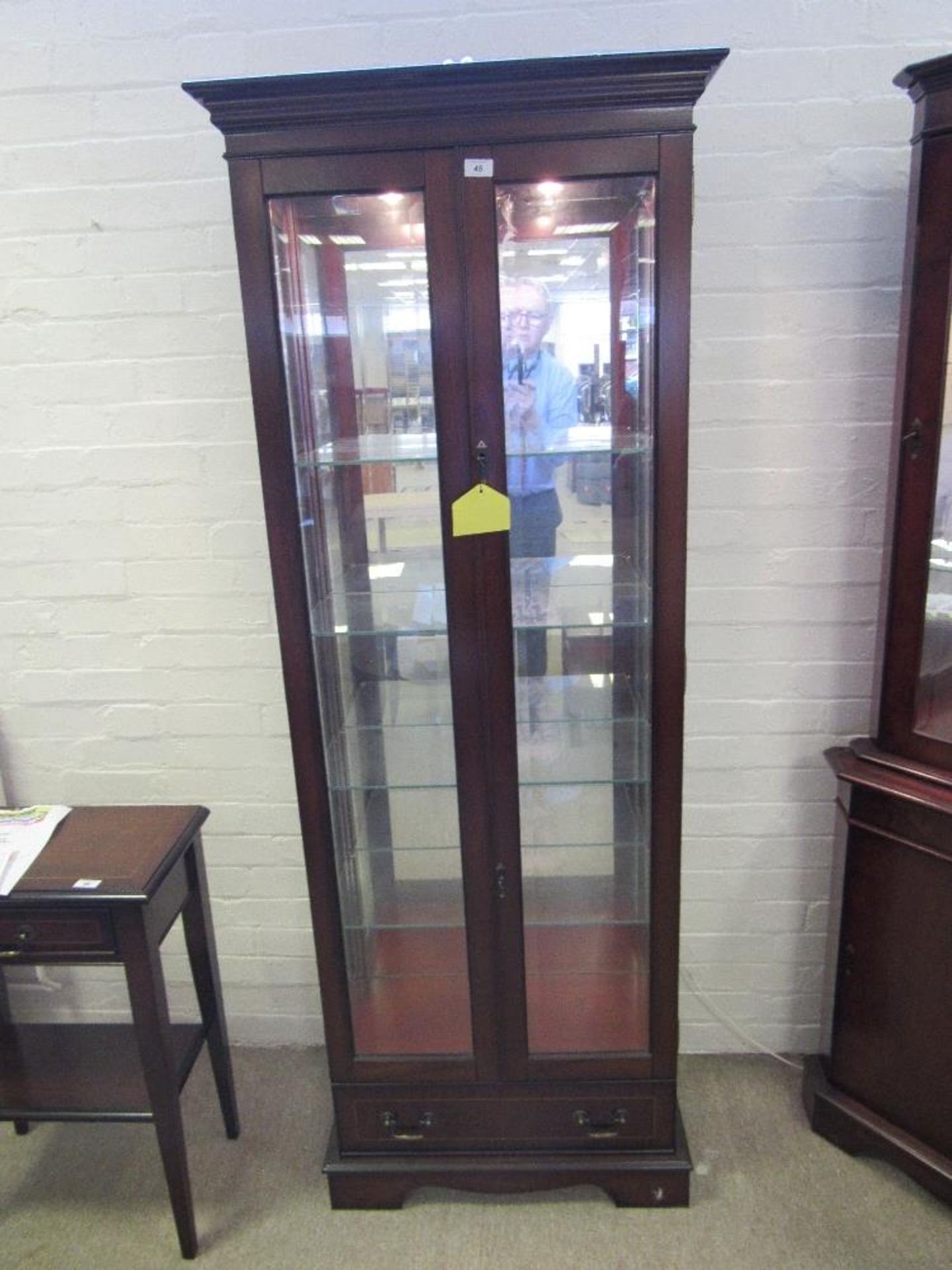 Ashmore tall display unit, mellow mahogany, A406, RRP £1,