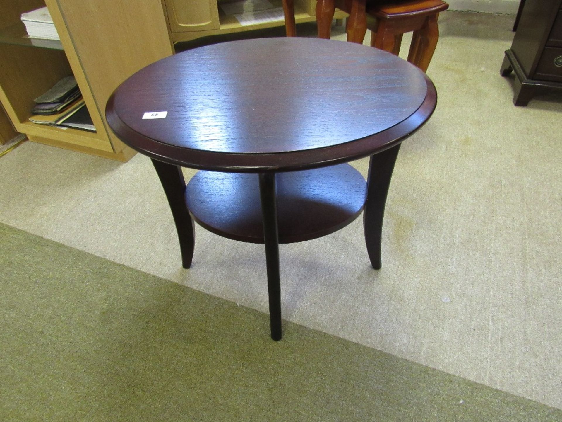 Sutcliffe oval lamp table, mahogany finish,